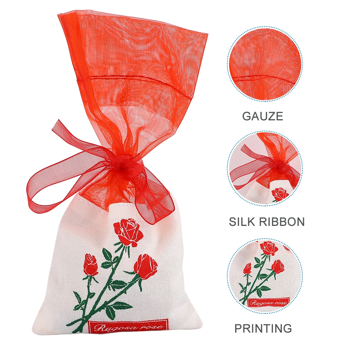12PCS Chinese Style Silk Sachet Lavender Sachet Aromatic Air Refresh Sachet for Car Wardrobe Home (Red Gauze + Rose)