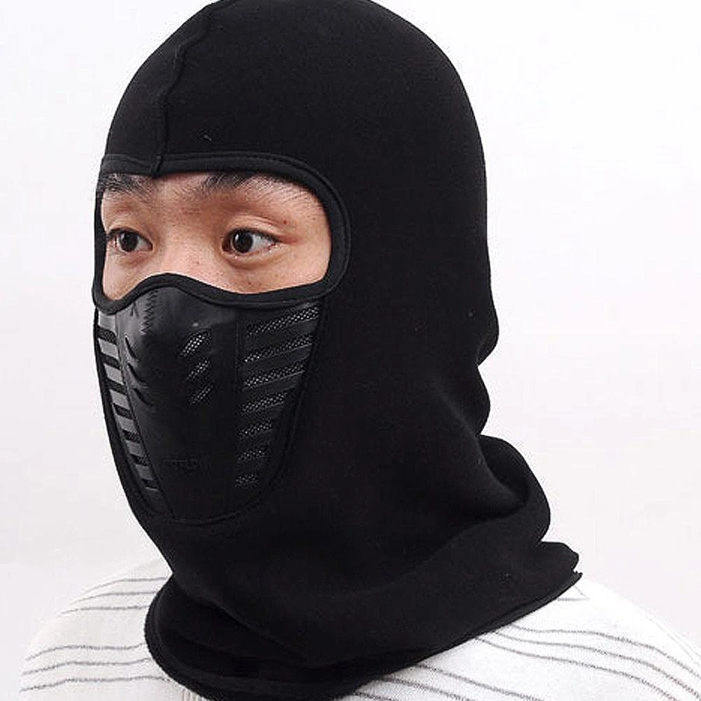 Ski Winter Hat Windproof Full Face Cover Mask for Men and Women (Black)