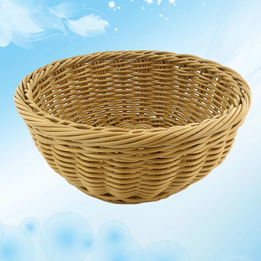 1PC Circle Basket Plastic Simulate Rattan Storage Basket Kitchen Snack Picnic Bread Container