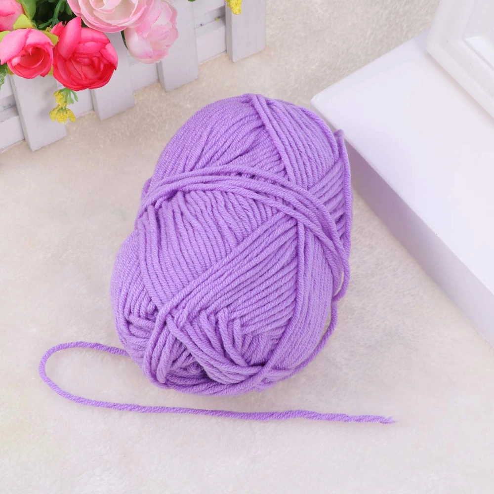 50g Milk Cotton Yarn Cotton Chunky Hand-woven Crochet Knitting Wool Yarn Warm Yarn for Sweaters Hats Scarves DIY (Light Purple)