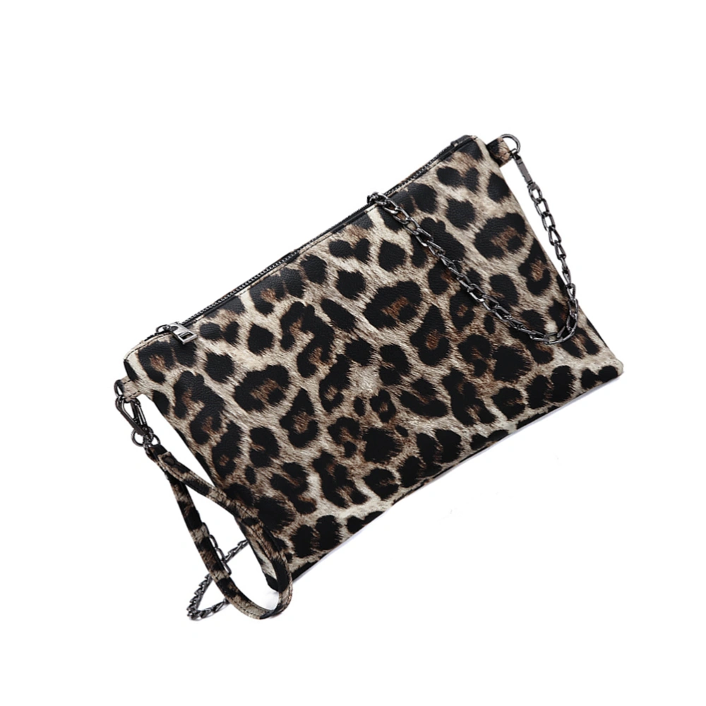 Fashion Leopard Handbag Portable Travel Storage Bag Women Chain Bag Creative Cross Body Pouch (Yellow Leopard)