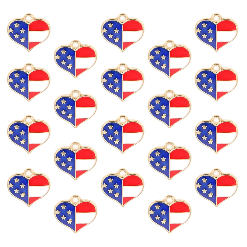 20pcs American Flag Deisgn Pendant Charm Independence Day Heart Charms Diy Jewelry Love Heart Making Accessories for Necklace Bracelet Jewelry American National Day