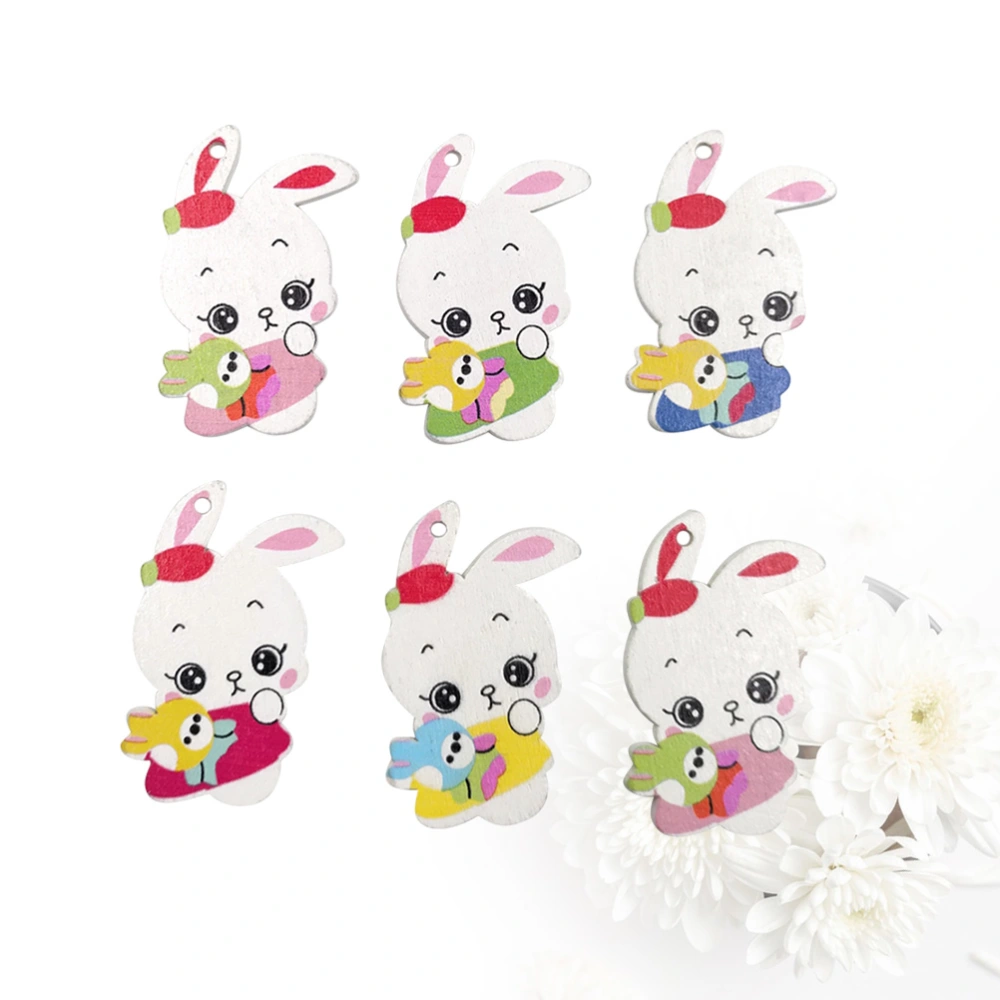 20pcs Cartoon Little Rabbit Pattern Wooden Buttons Wood Buttons Environmental Colorful Printed DIY Buttons (Mixed Color)