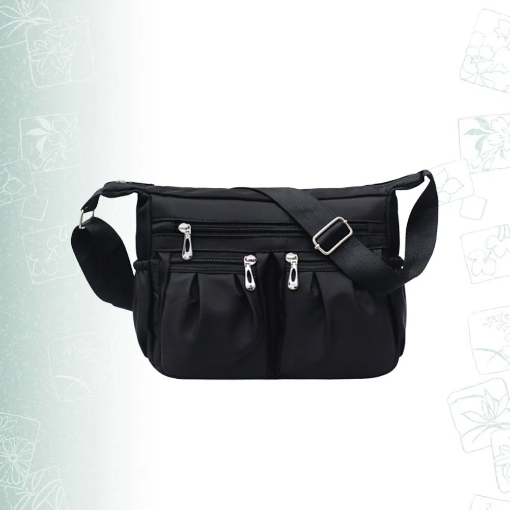 1Pc Stylish Nylon Crossbody Bag Simple Style Shoulder Bag Fashion Casual Messenger Bag for Girls Women(Black)