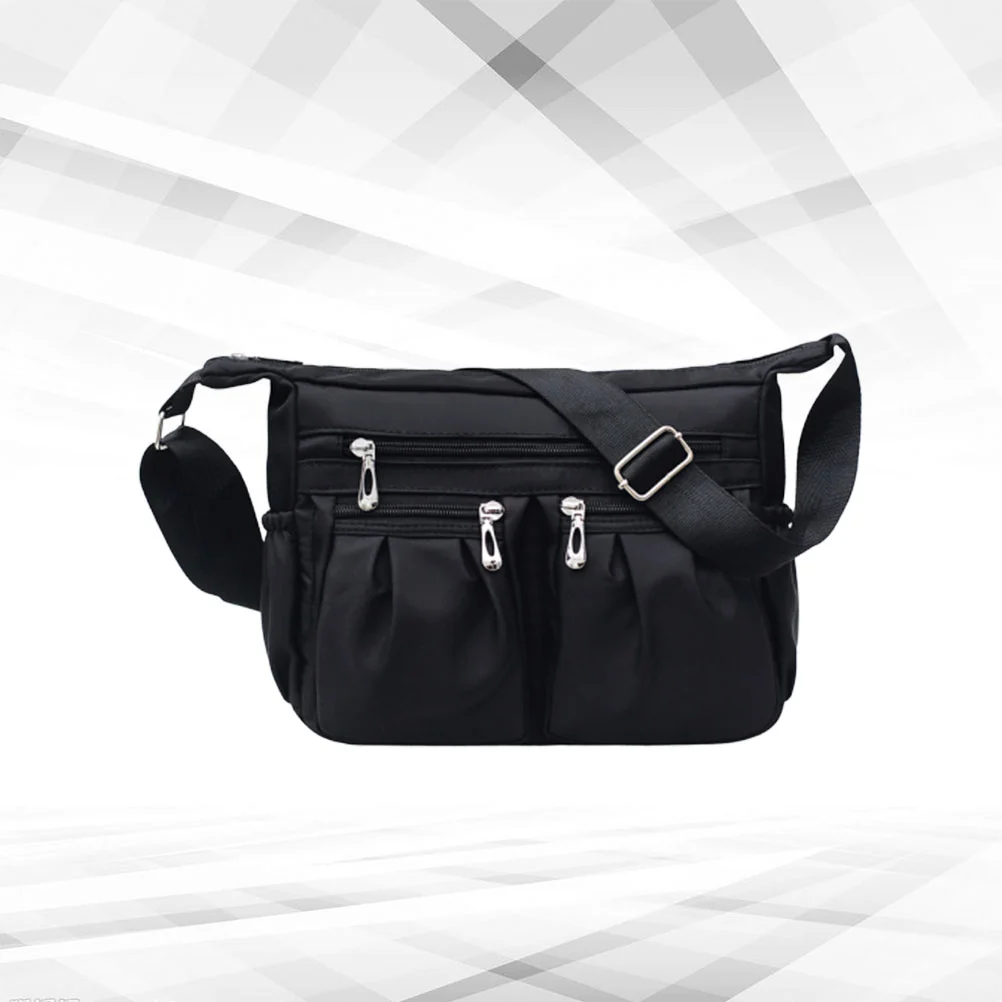1Pc Stylish Nylon Crossbody Bag Simple Style Shoulder Bag Fashion Casual Messenger Bag for Girls Women(Black)