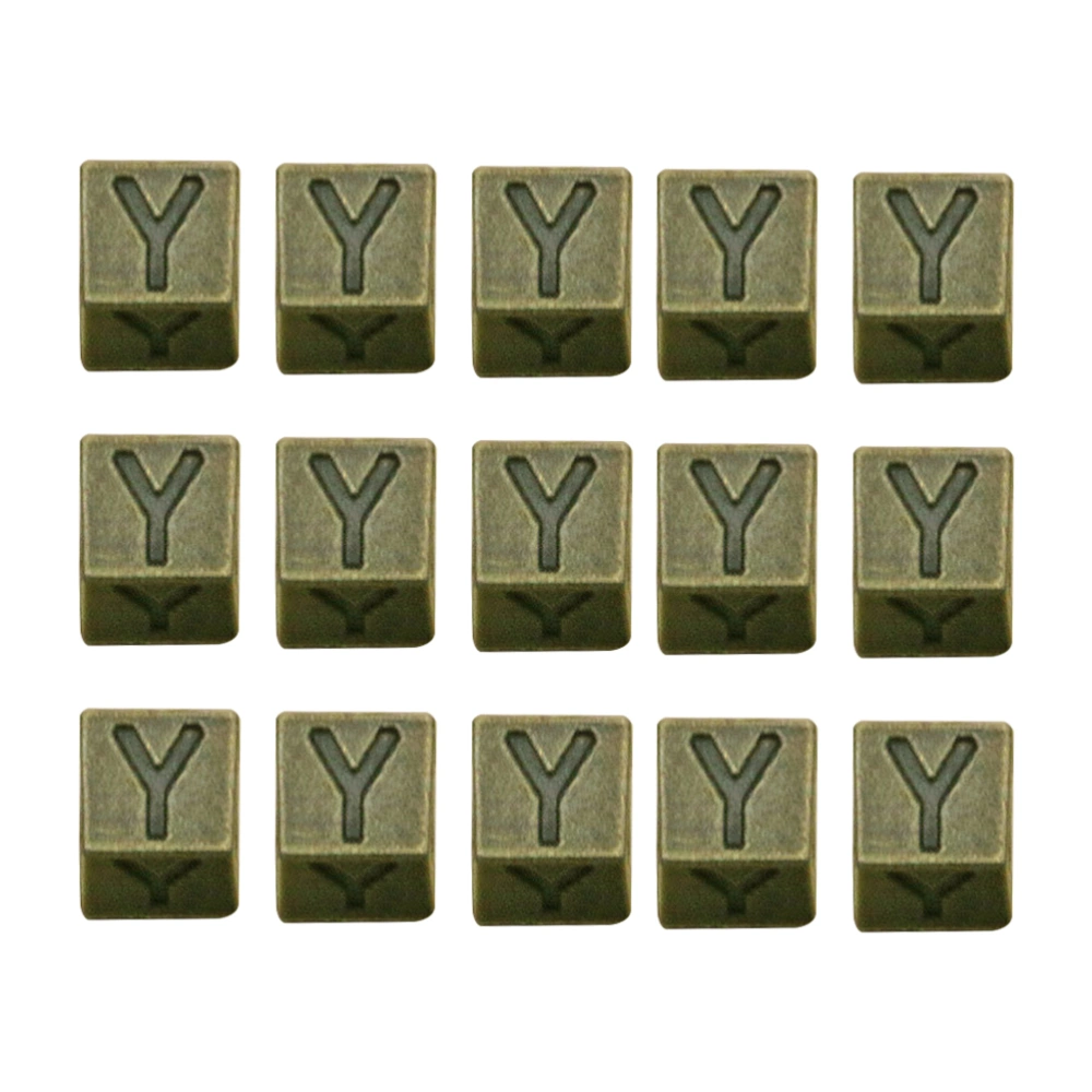 100PCS Square Alloy Spacer Beads Pendants Charms for Jewelry Making Art Craft DIY (Ancient Cyan, Y)