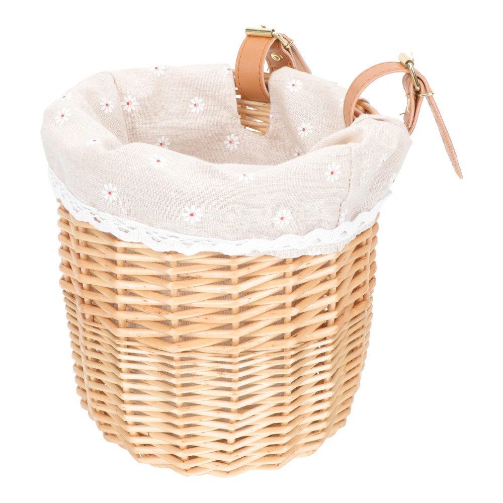 Rattan Woven Bike Basket Pastoral Style Bike Basket Decorative Bike Basket Retro Basket for Bike