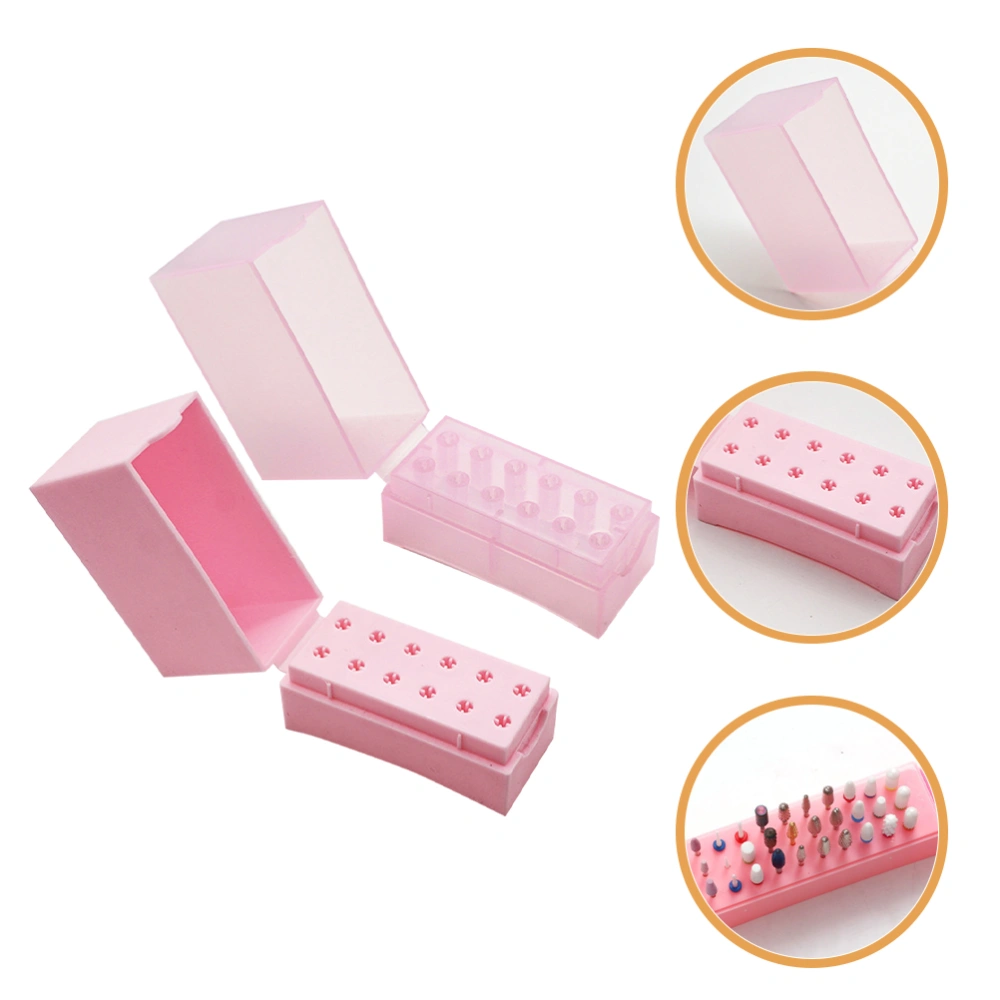 2pcs Nail Drill Bit Cases Nail Drill Bit Holder Stand Nail Drill Bit Storage Box