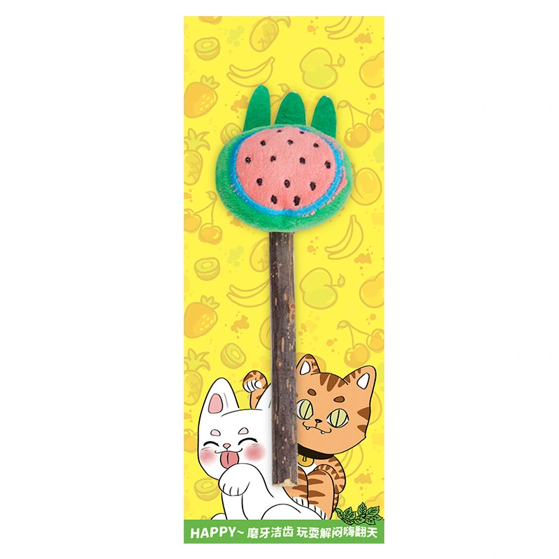 Interesting Cat Teaser Toy Cat Wand Cartoon Fruit Shape Kitten Toy Kitten Accessory