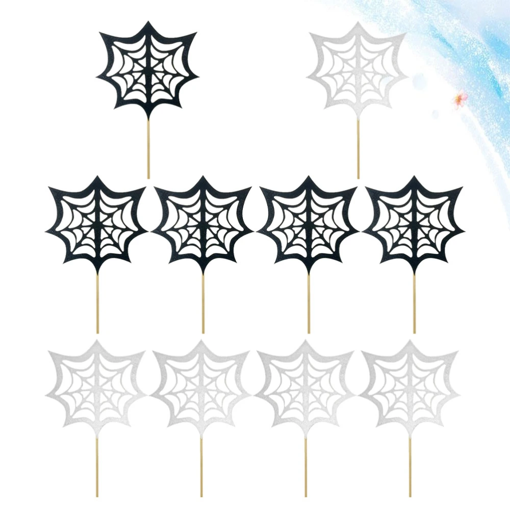 30 Pcs Halloween Cake Toppers Spider Web Pattern Cake Decoration