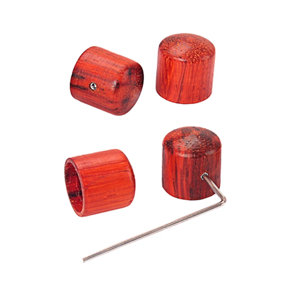 4pcs GD406 Redwood Effect Pedal Control Amplifier Knobs with Wrench for Electric Guitar Bass (Red)