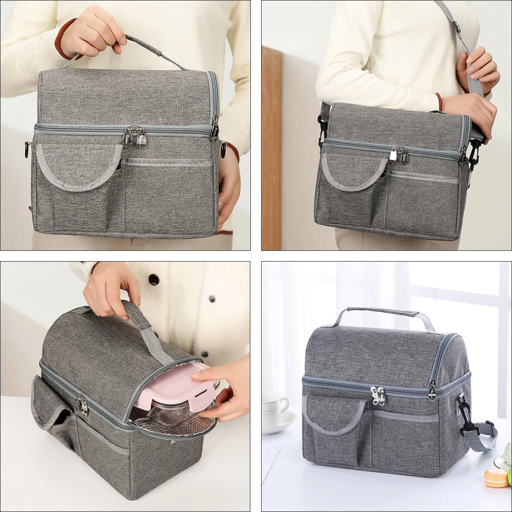 1 Pc Durable Lunch Tote Bag Simple Cooler Bag Portable Insulation Bag (Grey)