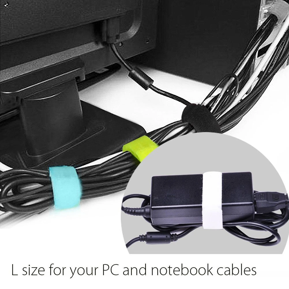 20pcs Multifuncional Cable Straps Hook and Loop Reusable Fastening Cable Ties (Random Color)