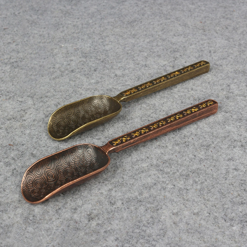 Copper Zinc Loose Leaf Tea Scoop Retro Style Tea Shovel Coffee Bean Scooper Measuring Spoon Tea Accessory (Antique Bronze)