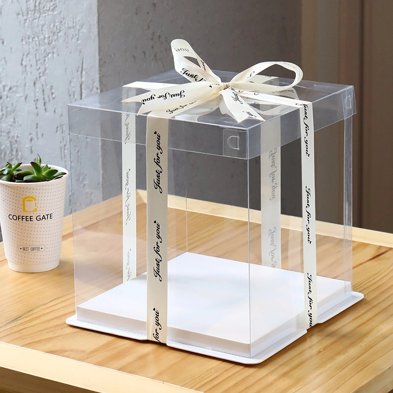 5pcs Transparent Cake Packing Box Portable Baking Cake Holder Gift Cake Carrier Box