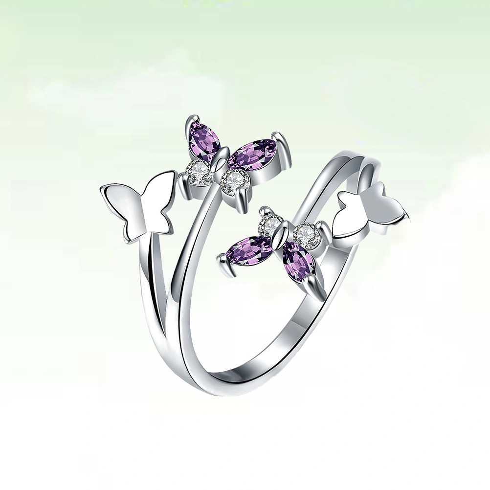 18k Platinum Gold Ring Elegant Open Ring Fashionable Crystal Engagement Ring