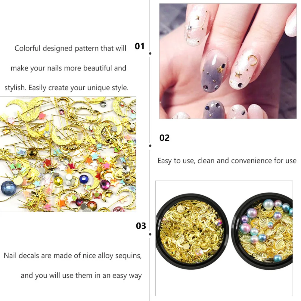 3 Box Hollow Nail Sequins Nail Art Decals Beautiful Designs Nail Patches