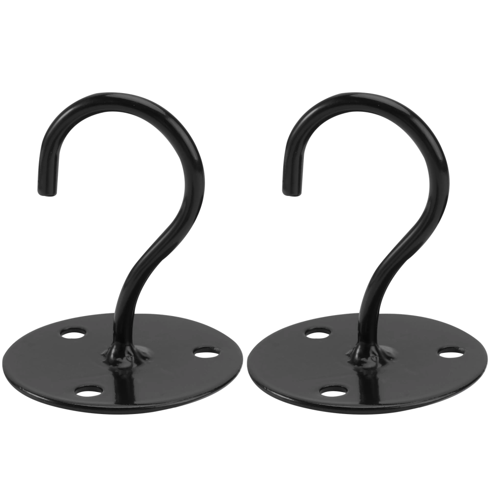 2 PCS Overhead Hooks Cabinet Wardrobe Hooks Porch Lantern Mosquito Net Ceiling Hooks Small Elephant Trunk Shaped Hooks (Black)