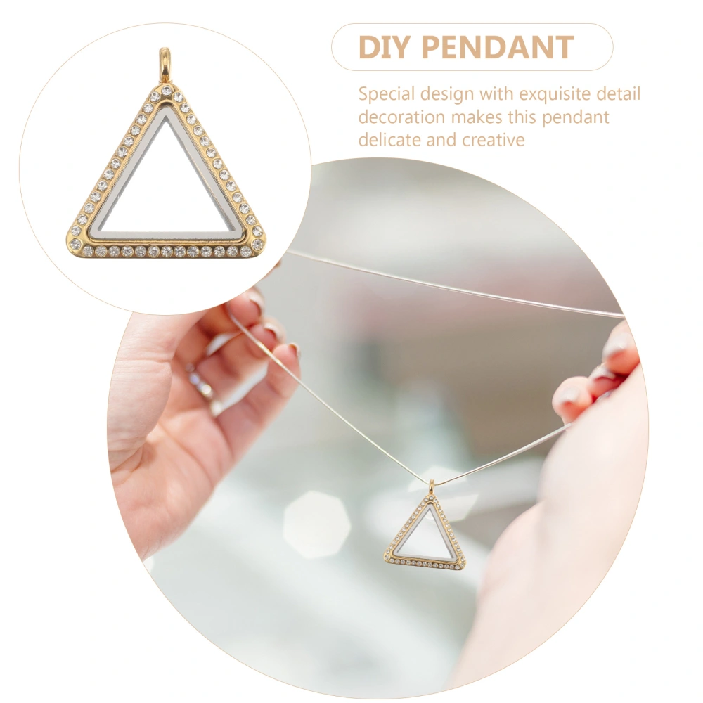 1pc Alloy Triangle Pendant DIY Photo Locket Pendant Openable Ornament No Chain