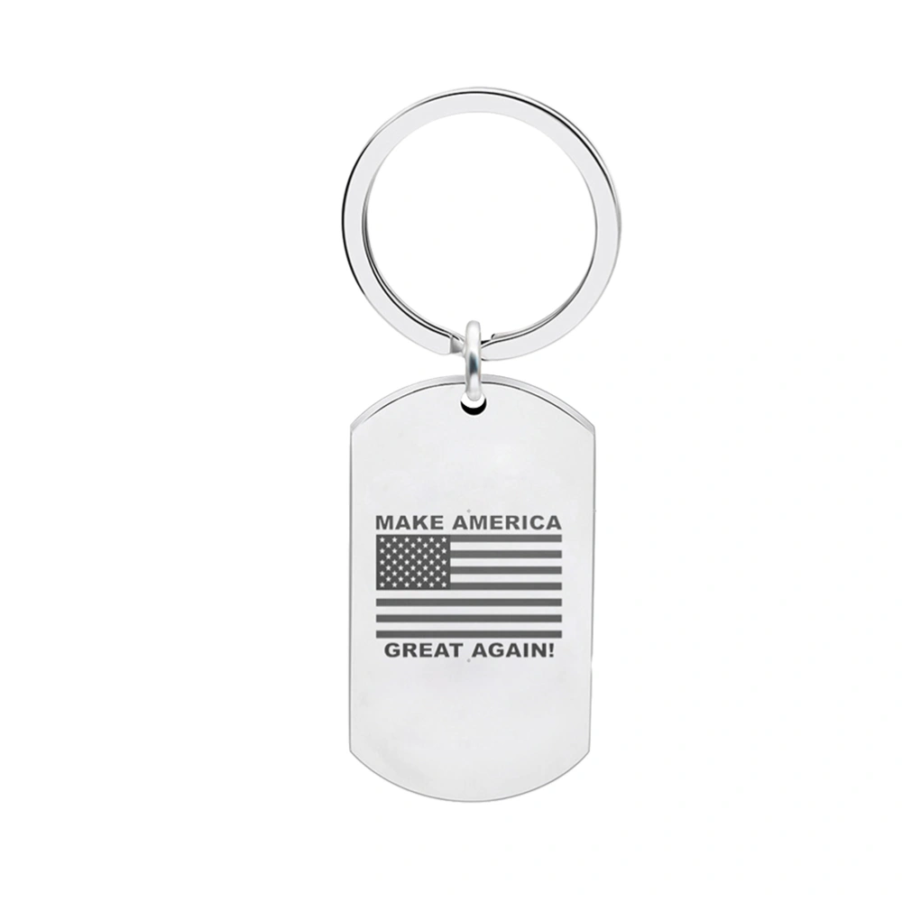 Stainless Steel Pendant Keychain Creative Patriotic Keyring Gift Purse Hanging Ornament for Man Woman