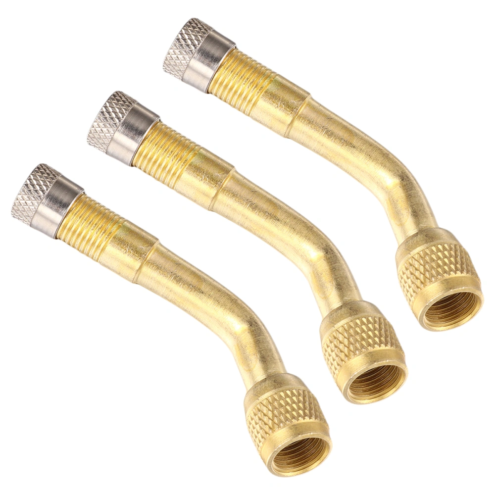 3PCS Tire Stem Extension Adapters 135 Degree Curved Tyre Inflating Mouth Converter for Car Truck Motorcycle Trailer RV Trailer Vehicle (Golden)