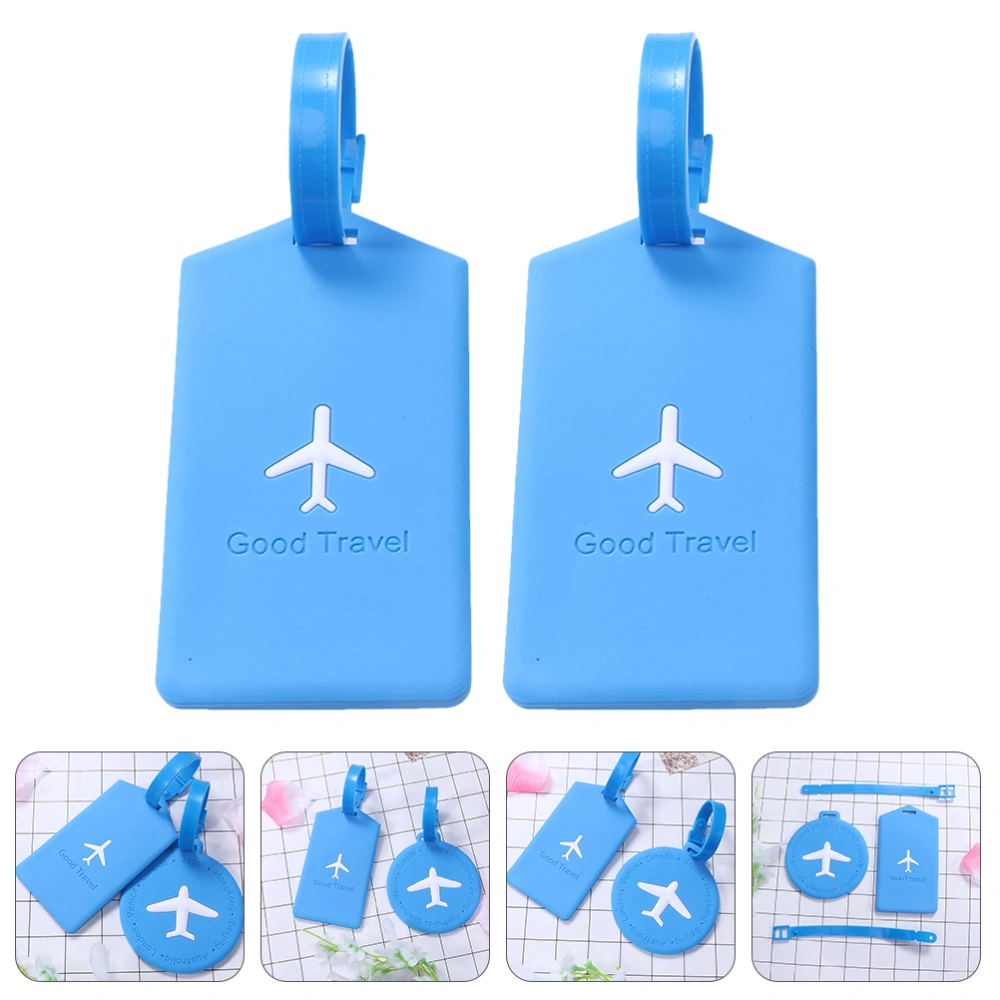 2pcs Square Travel Baggage Labels Silicone Suitcase Tags Travel Accessories