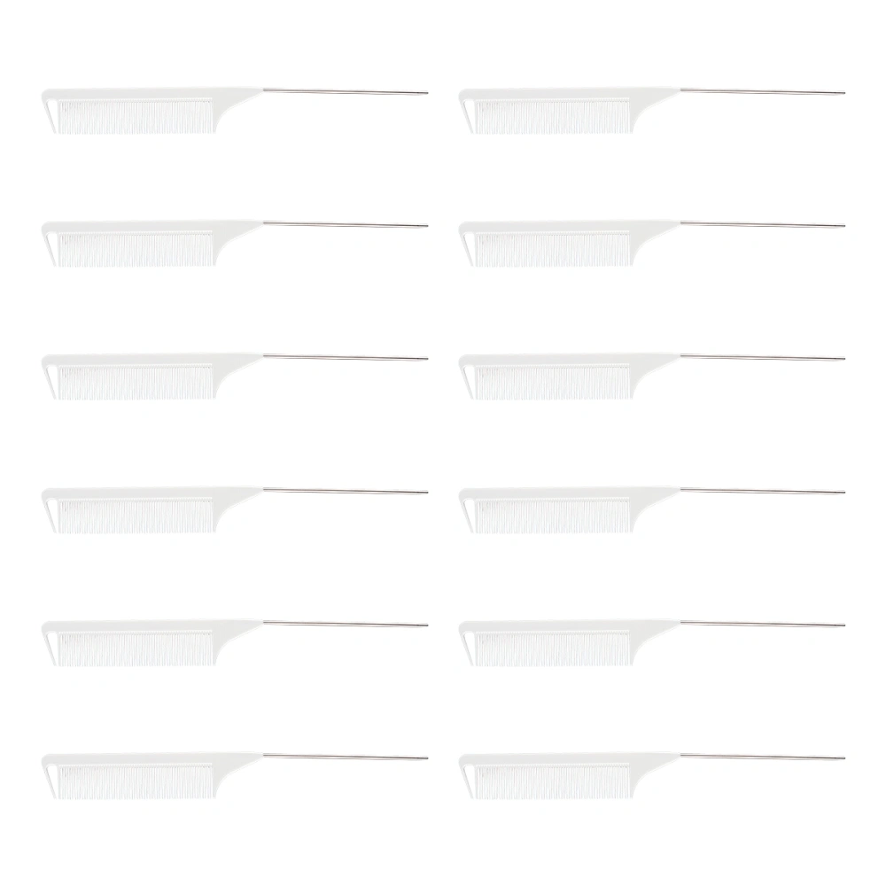 12Pcs Hairdressing Plastic Pintail Comb Highlight Tail Comb (Random Color)