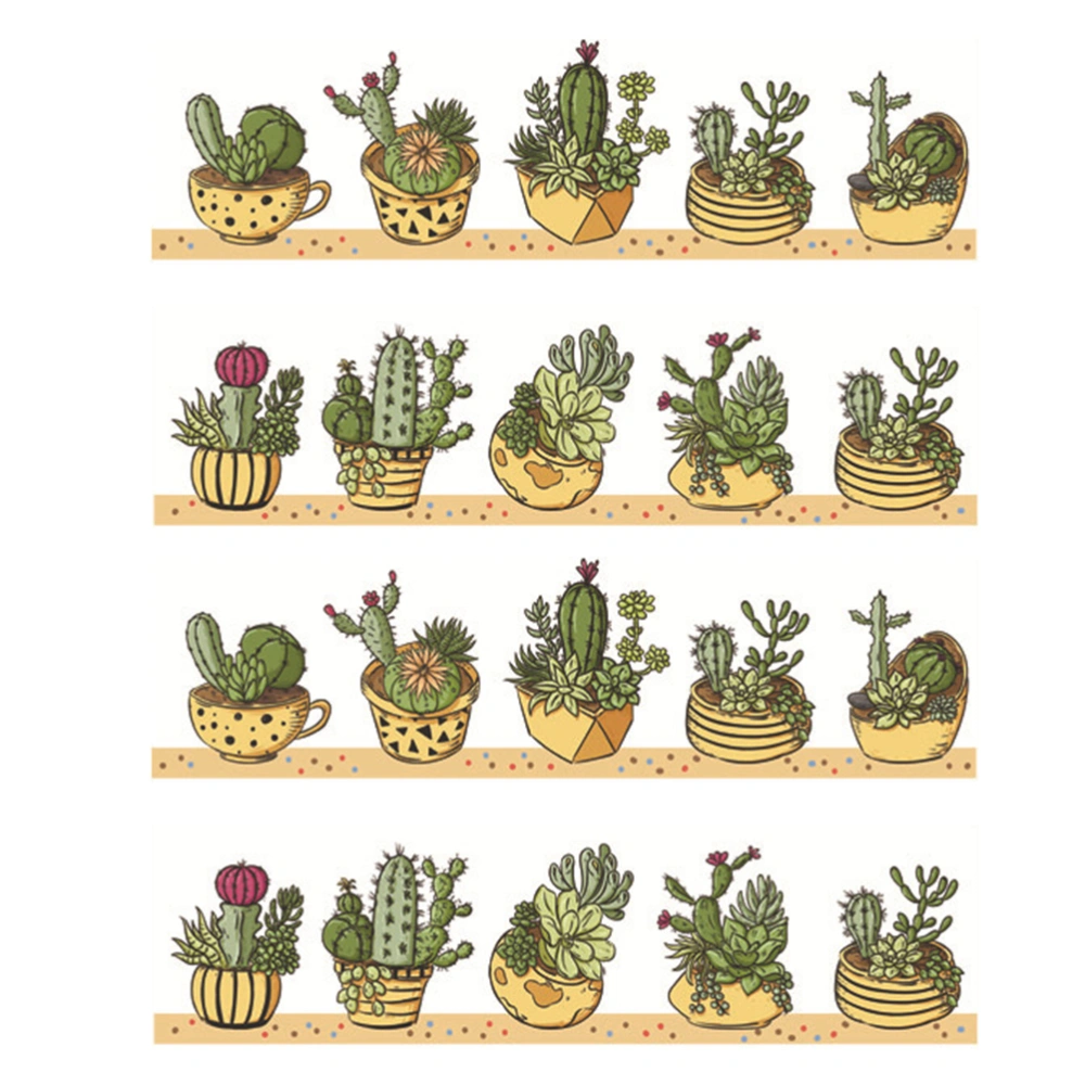 2 Sets Cactus Wall Decals Green Plants Wall Stickers Background PVC Decorations