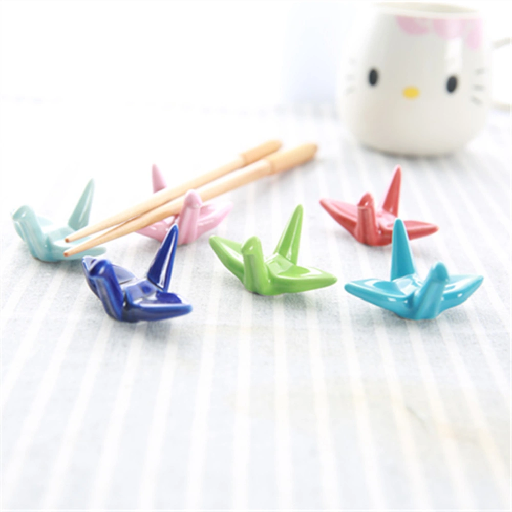 12 Pcs Lovely Paper Crane Shape Ceramic Rack Chopsticks Rest Pillow Holder Household Hotel Tableware Decoration for Banquet Dining (Orange)