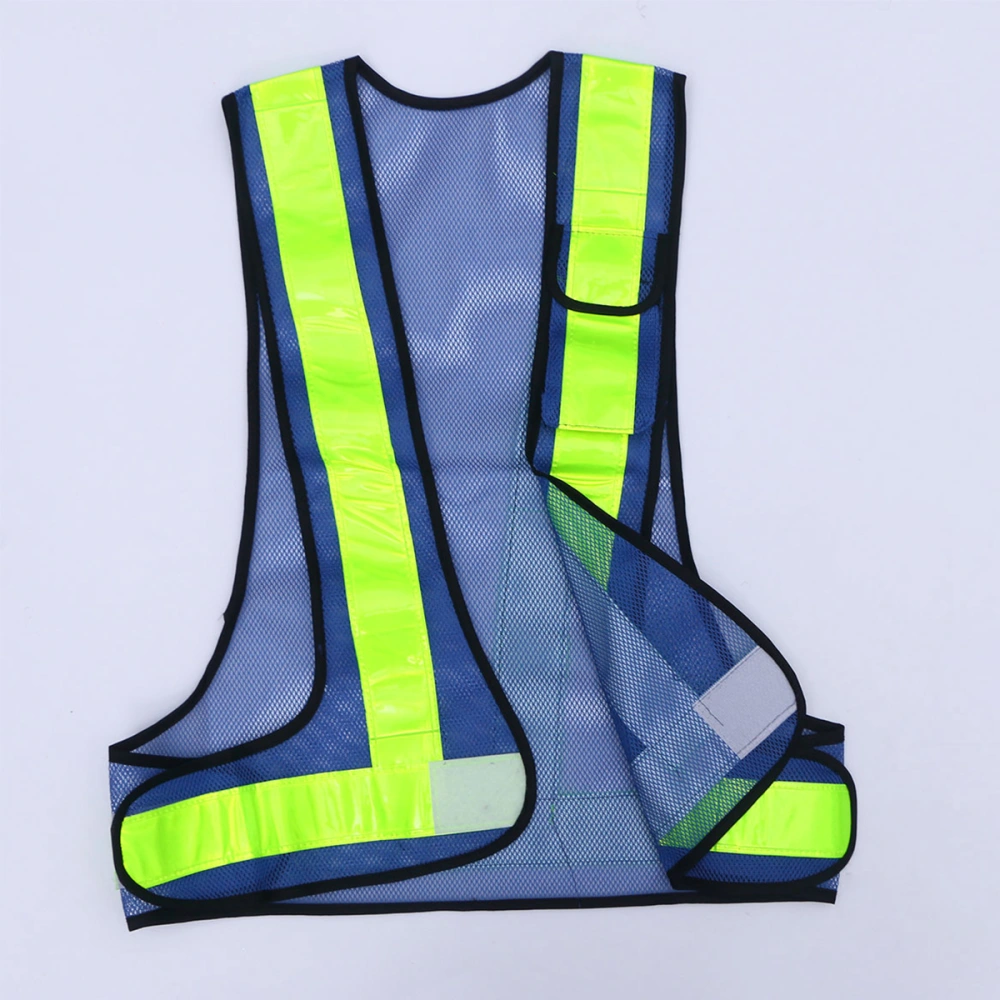 1pc Fishnet Safety Reflective Vest High Visibility Security Mesh Waistcoat for Cycling Outdoor Construction (Blue)