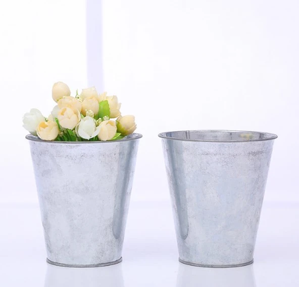 2pcs Retro Iron Sheet Flower Pot Binaural Flower Pot Gardening Art Iron Bucket Vintage Flower Pot