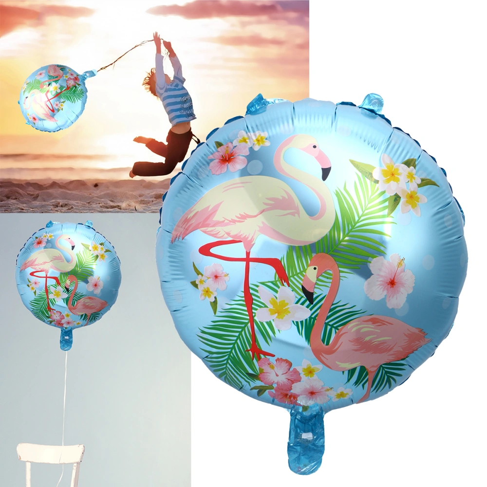 12Pcs 18Inch Flamingo Foil Balloons Round Mylar Helium Balloons Ball Party Decorations Set (Blue)