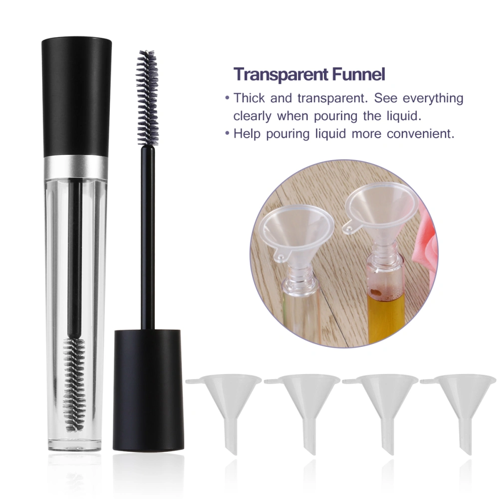 PIXNOR 2pcs 7.5ml Silver Empty Mascara Tube & 2pcs 10ml Black Empty Mascara Tube & 4pcs Funnels for Castor Oil