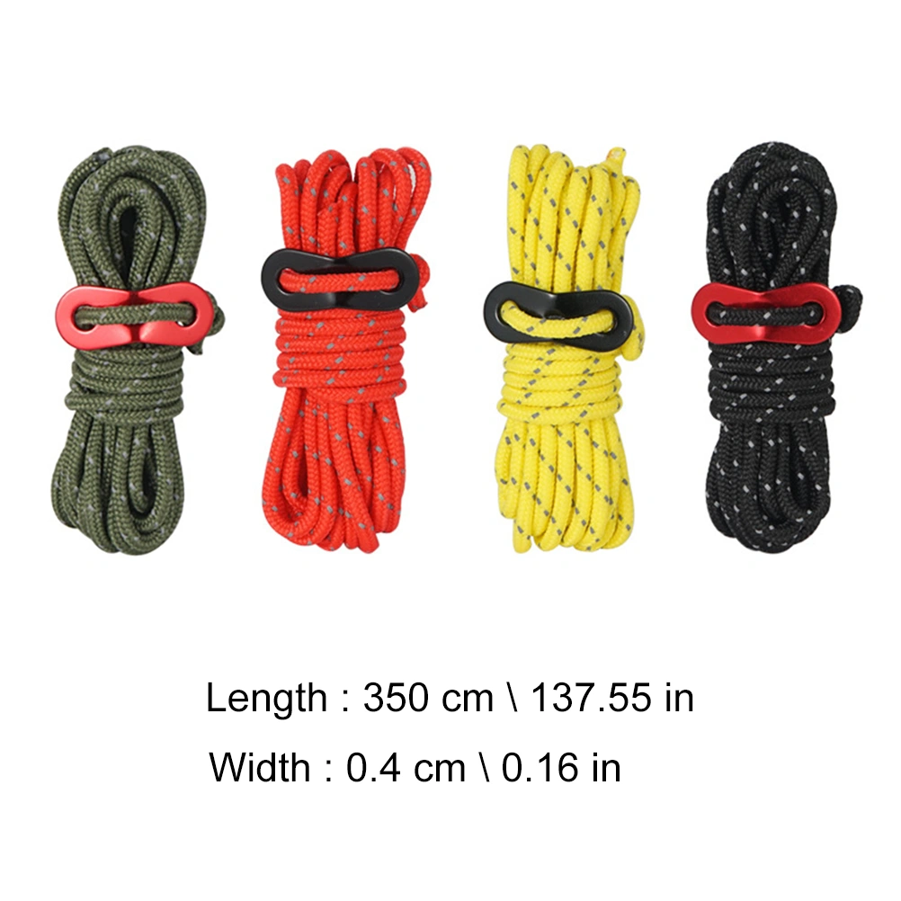 4pcs Reflective Canopy Rope Tent Fixing Rope Camping Supplies (Random Color)