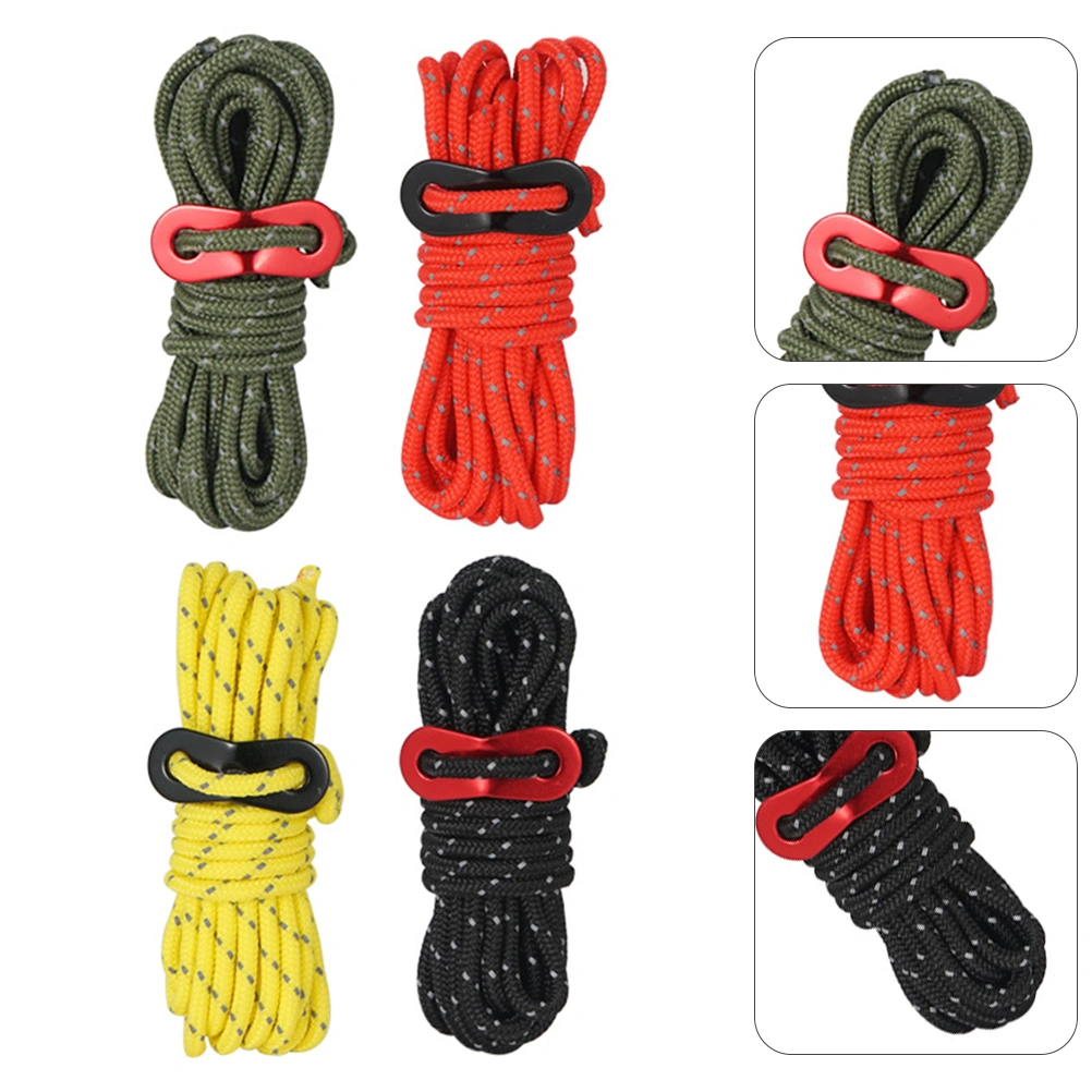 4pcs Reflective Canopy Rope Tent Fixing Rope Camping Supplies (Random Color)