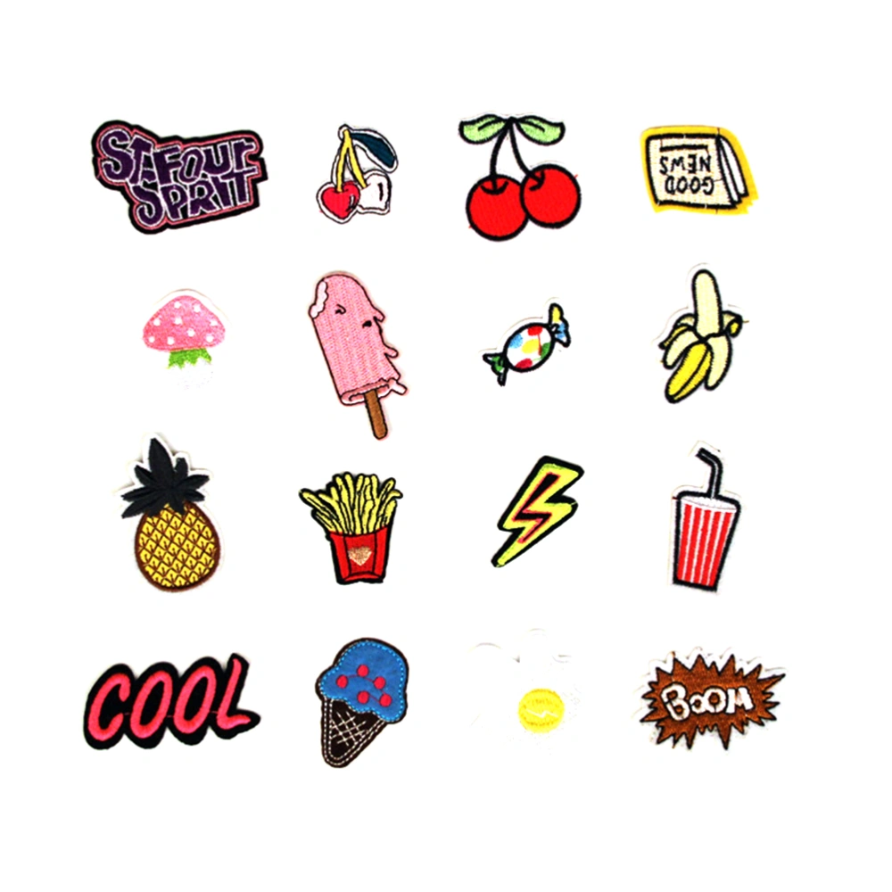 16pcs DIY Clothes Patches Stickers Embroidery Applique Decoration DIY Patch for Jeans Clothing T-Shirt Bags