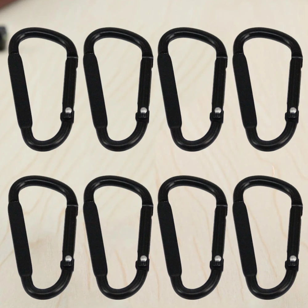 30PCS D-type Side Squashing Aluminum Alloy Carabiner Climbing Buckle Multifunctional Outdoor Sports Buckle (Black)