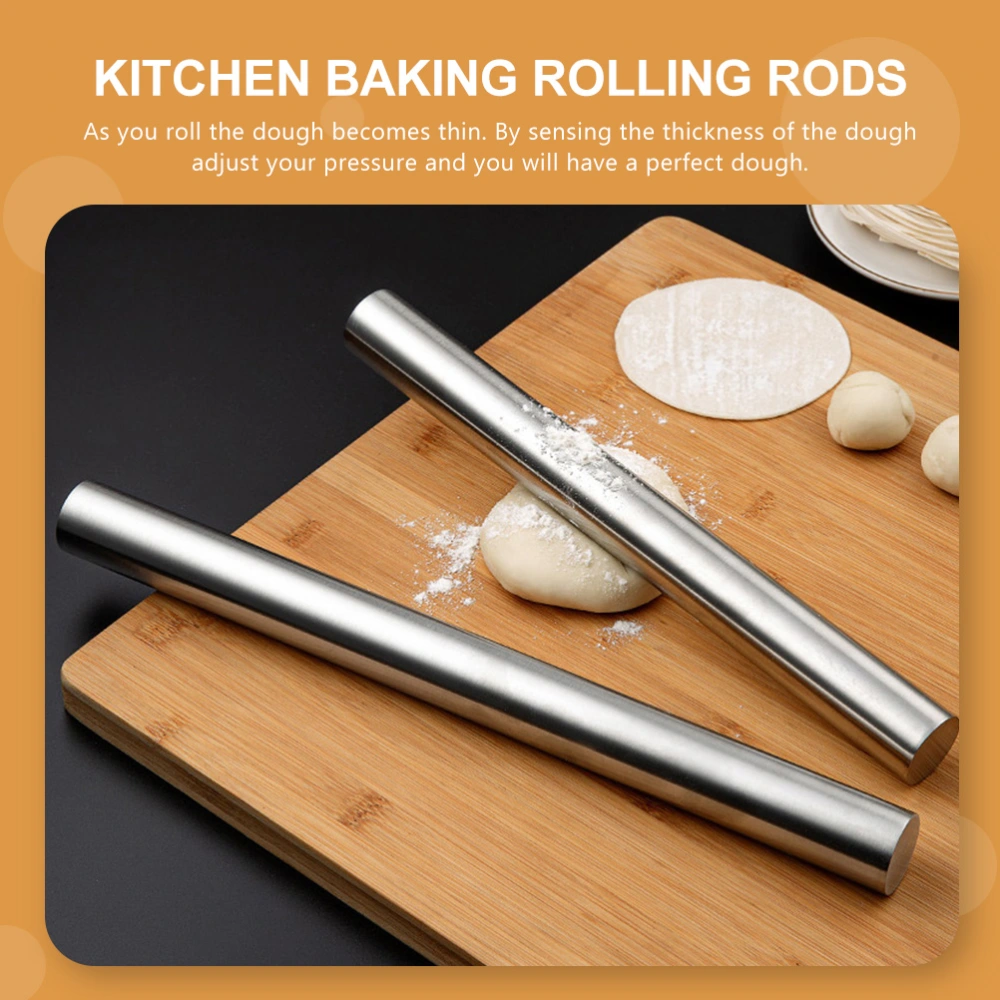 Stainless Steel Rolling Pin Kitchen Baking Rolling Rod Practical Dough Roller