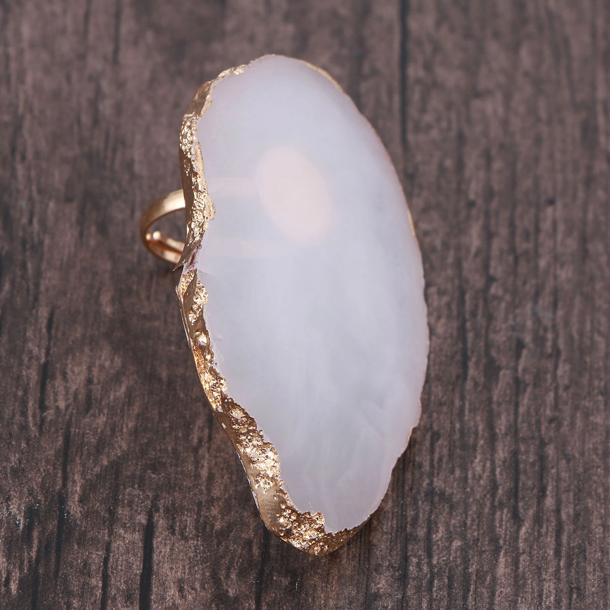 Mini Finger Ring Manicure Nail Art Gold Jade Agate Texture Manicure Supplies Adjustable Color Ring(White)