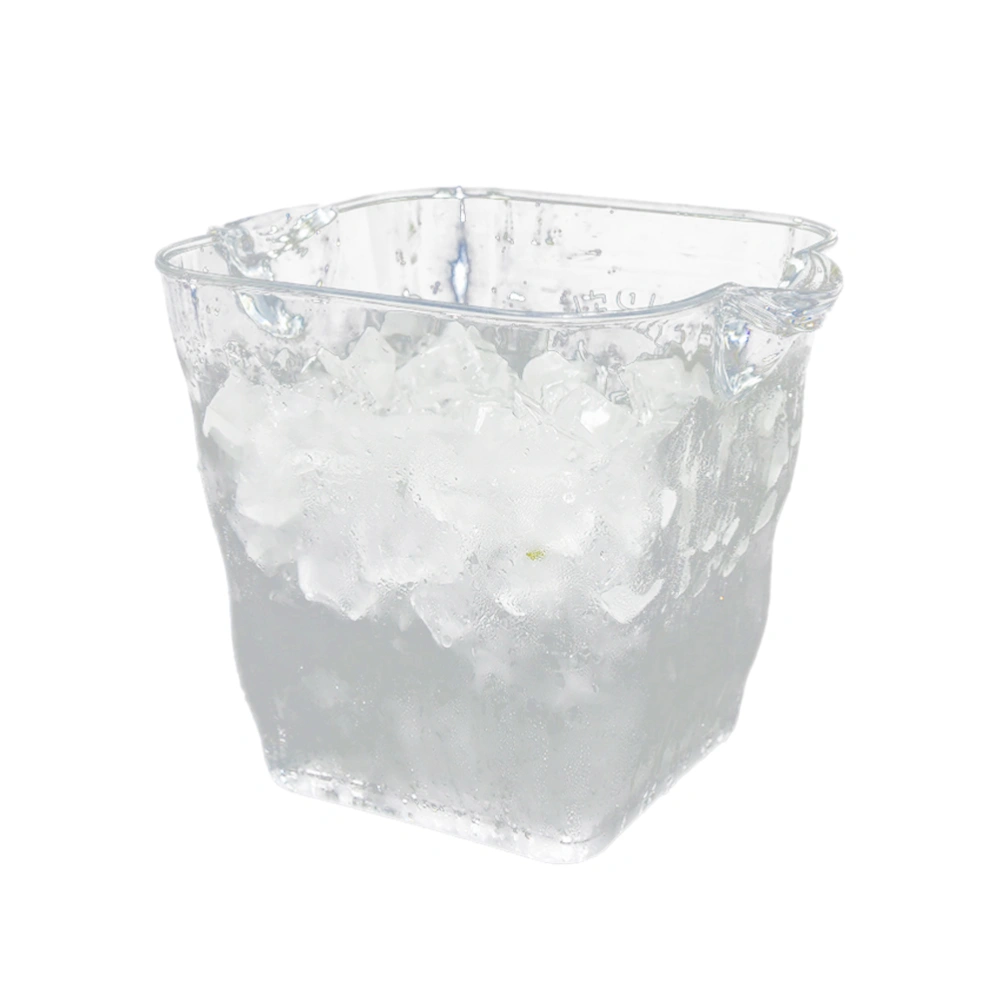 Transparent Plastic Square Ice Bucket Portable Red Wine Ice Bucket for Bar Champagne(20x20cm)