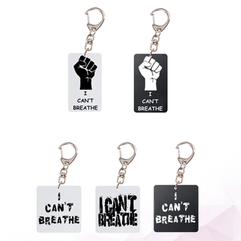 5Pcs I CANT BREATHE Key Chain Funny Creative Acrylic Decorative Hanging Keyring for Bag Car