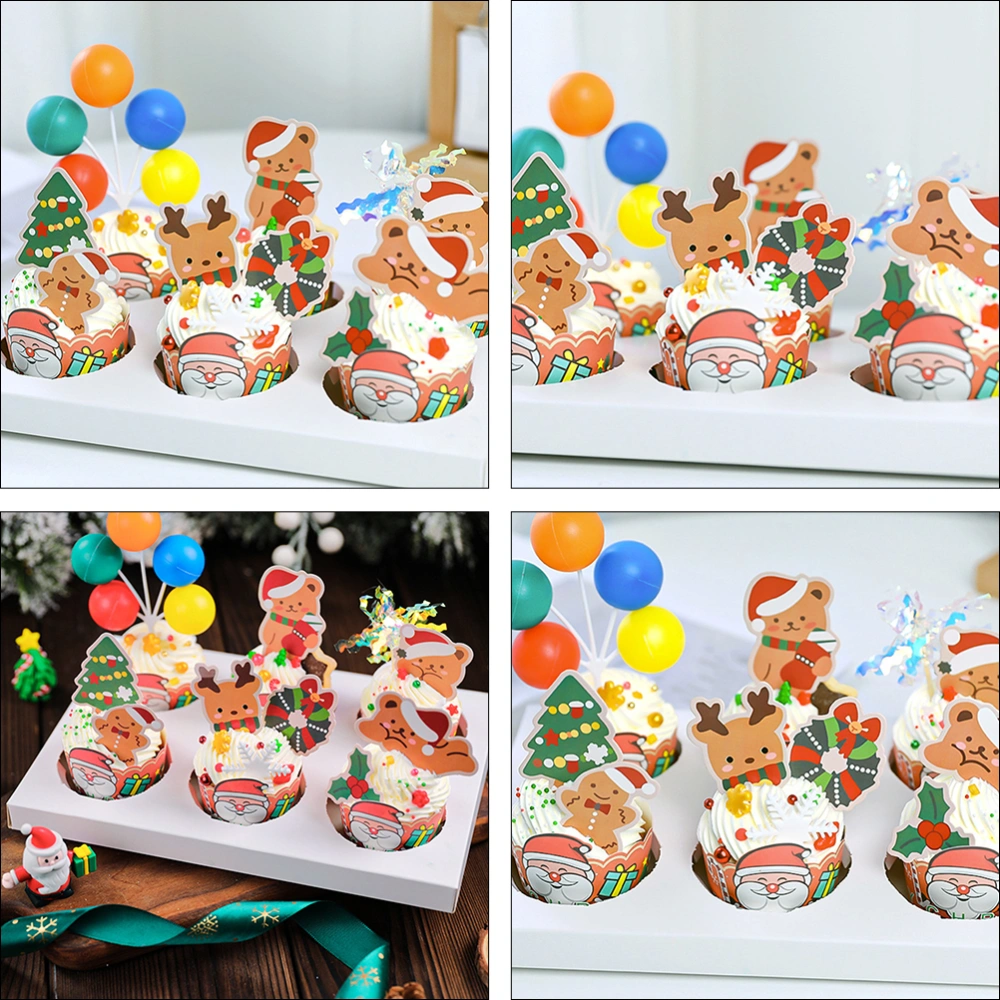 100pcs Christmas Cartoon Bear Cupcake Toppers Decoration Holiday Party Supplies