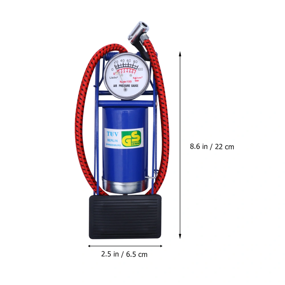 Bike Floor Pump Bike Tire Pump Foot Activated Pump High Pressure Air Pump for Bike Car Motorbike Ball (Red)