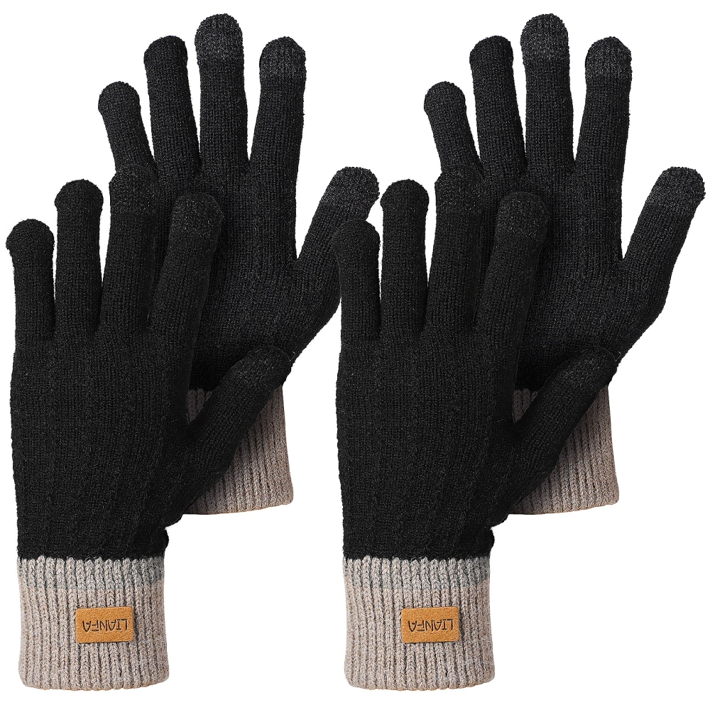 2 Pairs Winter Gloves Touchscreen Warm Gloves Anti Slip Thermal Gloves for Men Women