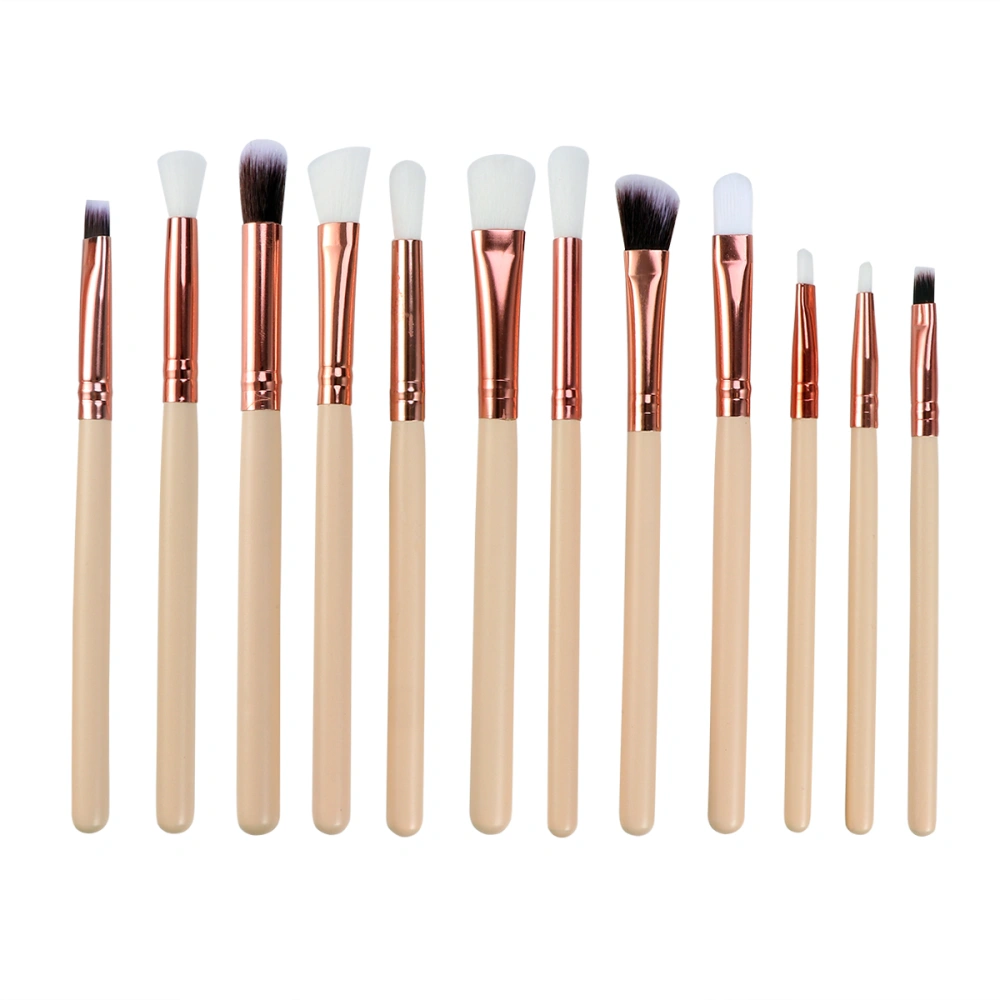 12Pcs Professional Eye Makeup Brush Set Powder Foundation Eyeshadow Eyeliner Lip Cosmetic Brushes (Skin Color)