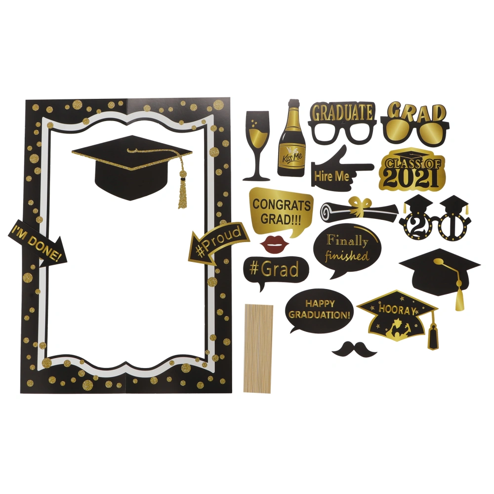 19pcs Photo Booth Props 2021 Graduation Party Photo Frame Party Selfie Props