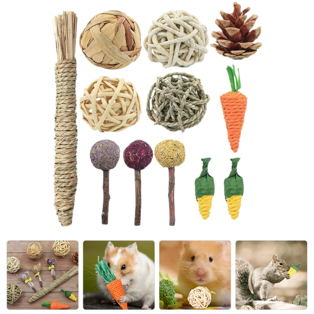 12Pcs Rabbit Chew Toys Cage Accessories Small Animals Chewing Toys for Bunny Chinchilla