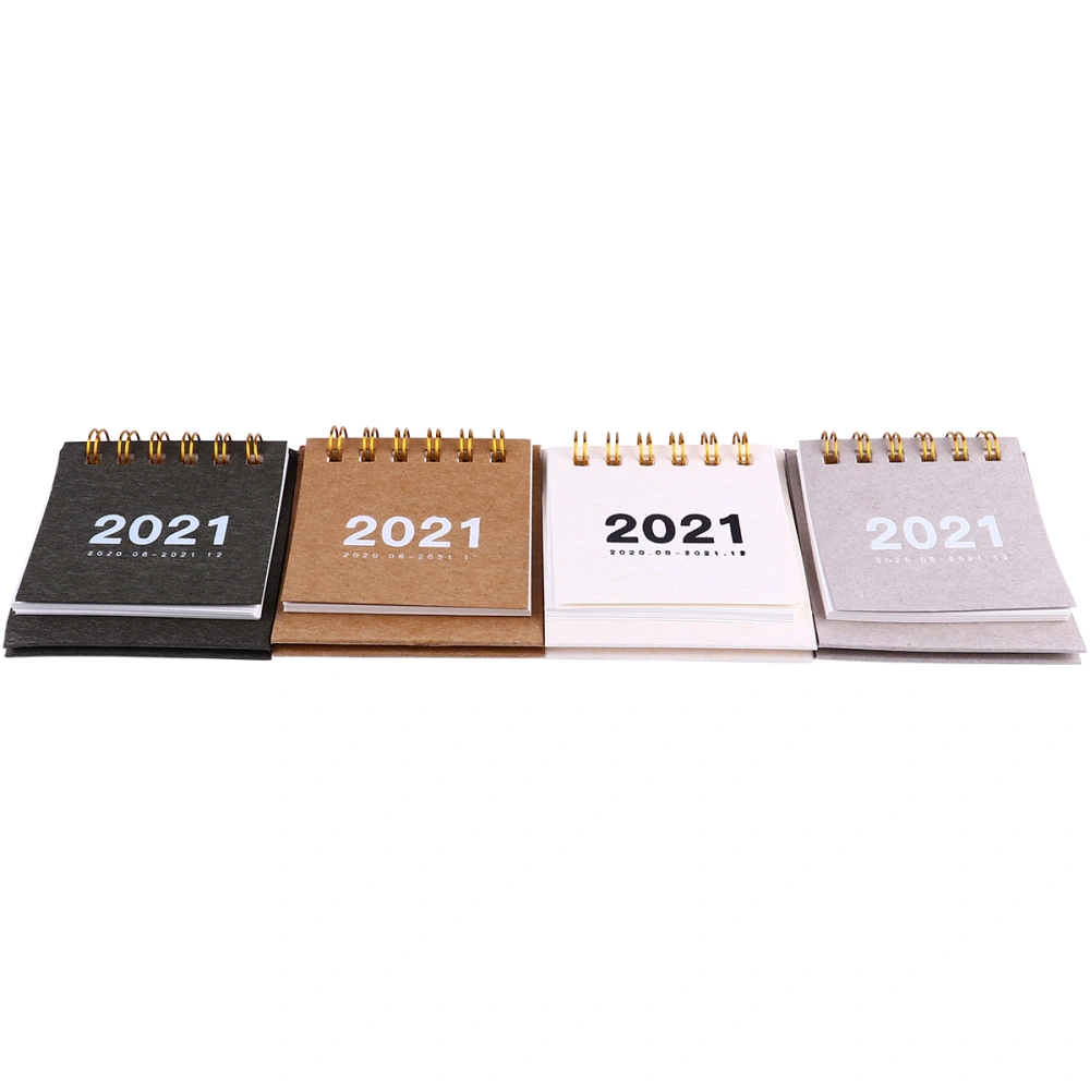 4Pcs Solid Color Mini Desktop 2021 Calendar Daily Schedule Planner Desk Calendar