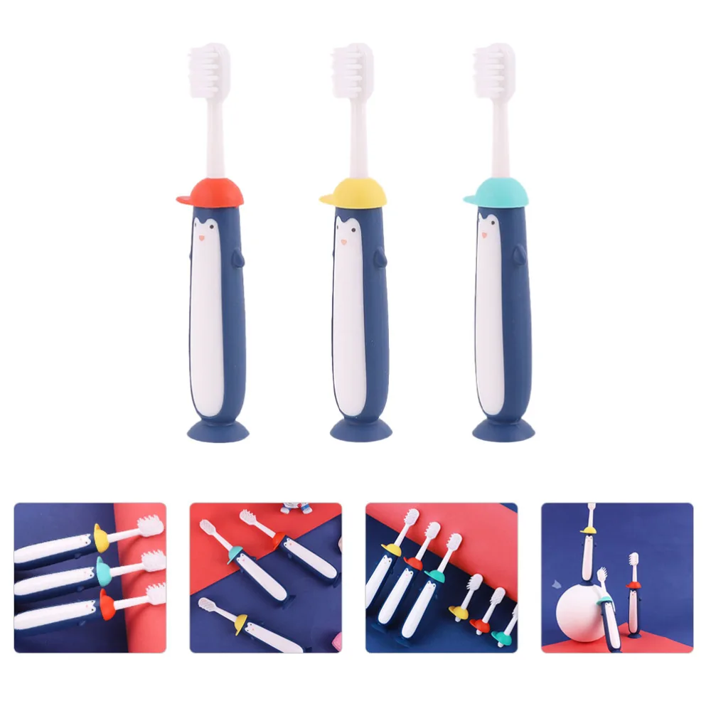 3pcs Adorable Cartoon Manual Brushes Children Toothbrushes (Mixed Color)