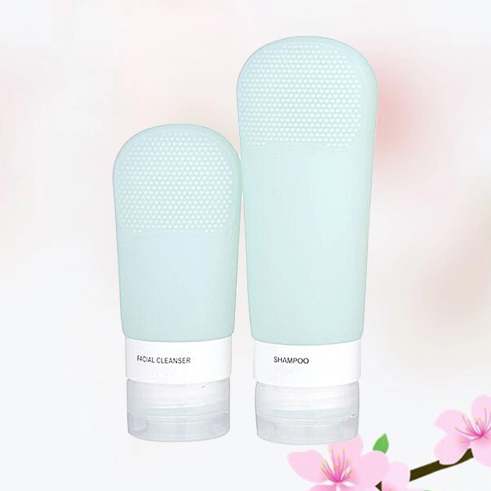 2PCS Silicone Suction Cup Brush Head Lotion Bottle Portable Lotion Bottle Refillable Bottles Olive Green